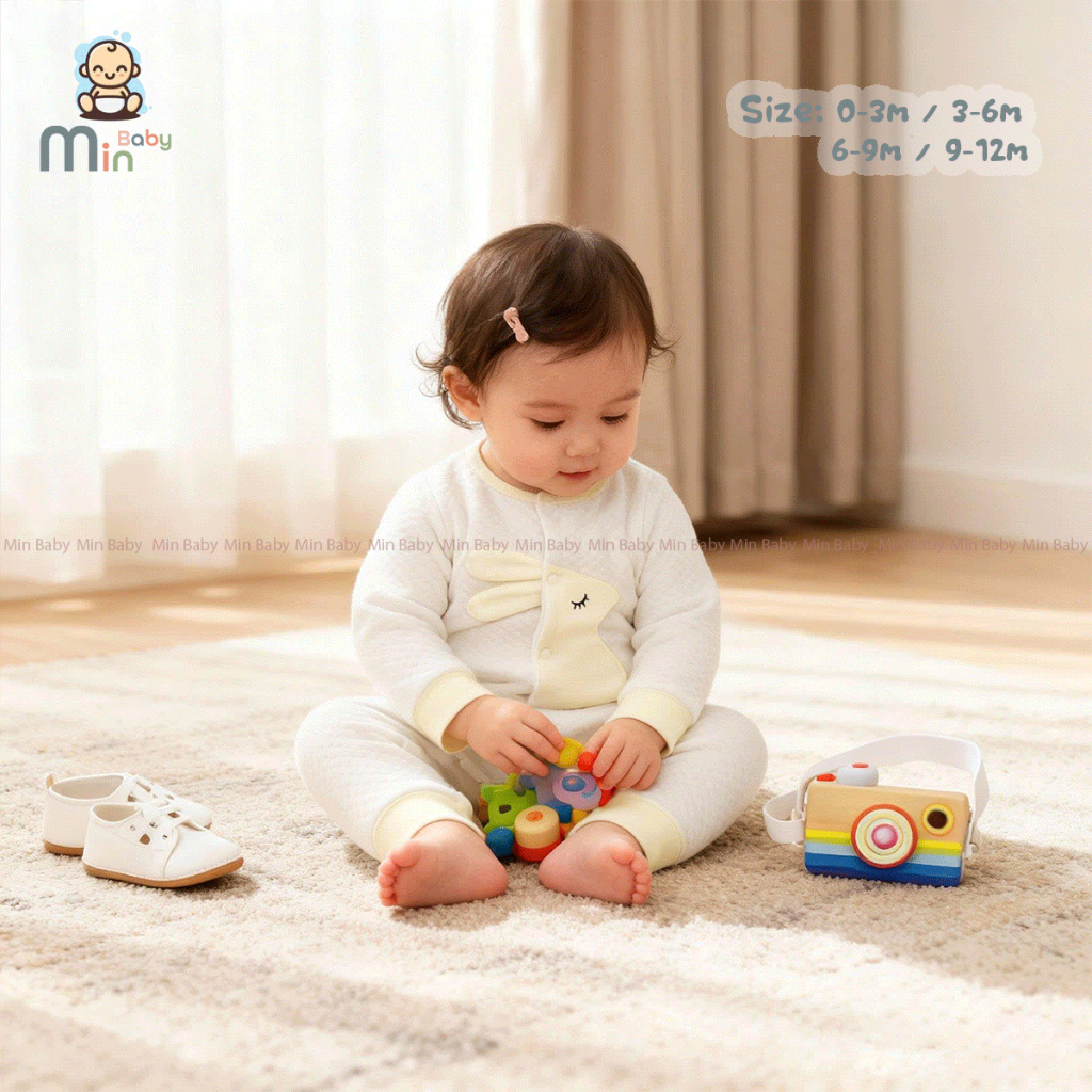 Body Dài Tay Cho Bé Gái Vải Cotton Dày Dặn,Thoáng Mát - Hàng Chính Hãng MIN0265