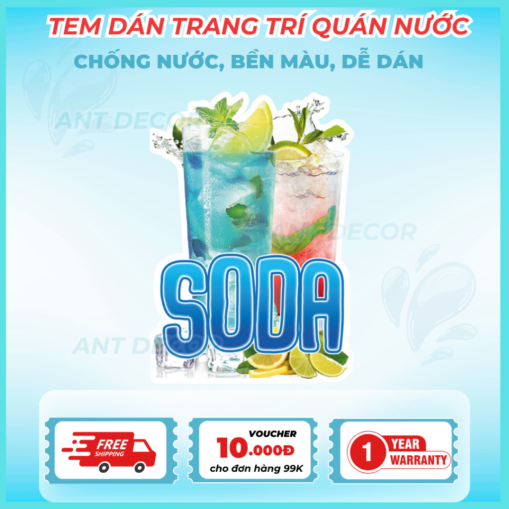 Hình dán trang trí Soda – Trang Trí Xe Nước Giải Khát – Dễ Dán, Bền Đẹp, Chống Nước
