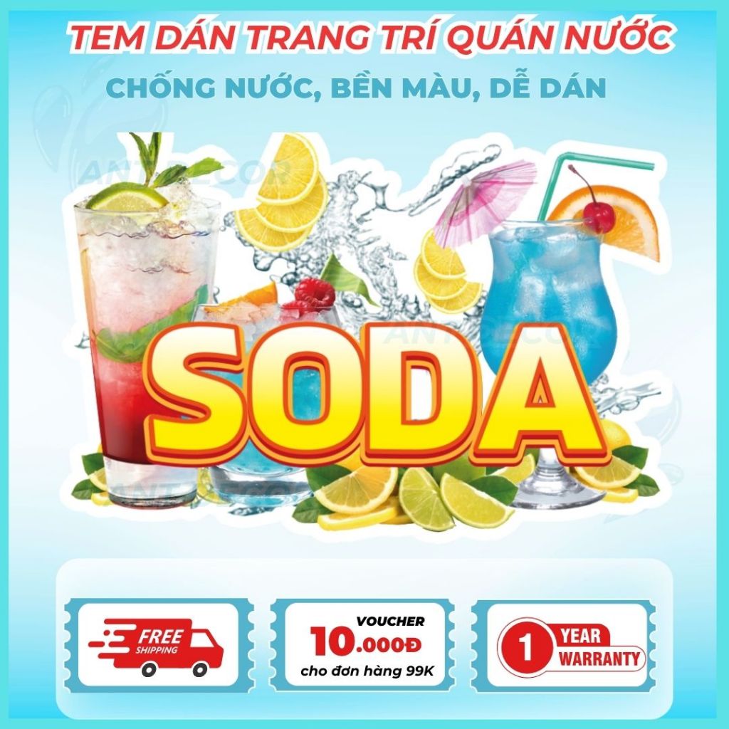 Hình dán trang trí Soda – Trang Trí Xe Nước Giải Khát – Dễ Dán, Bền Đẹp, Chống Nước
