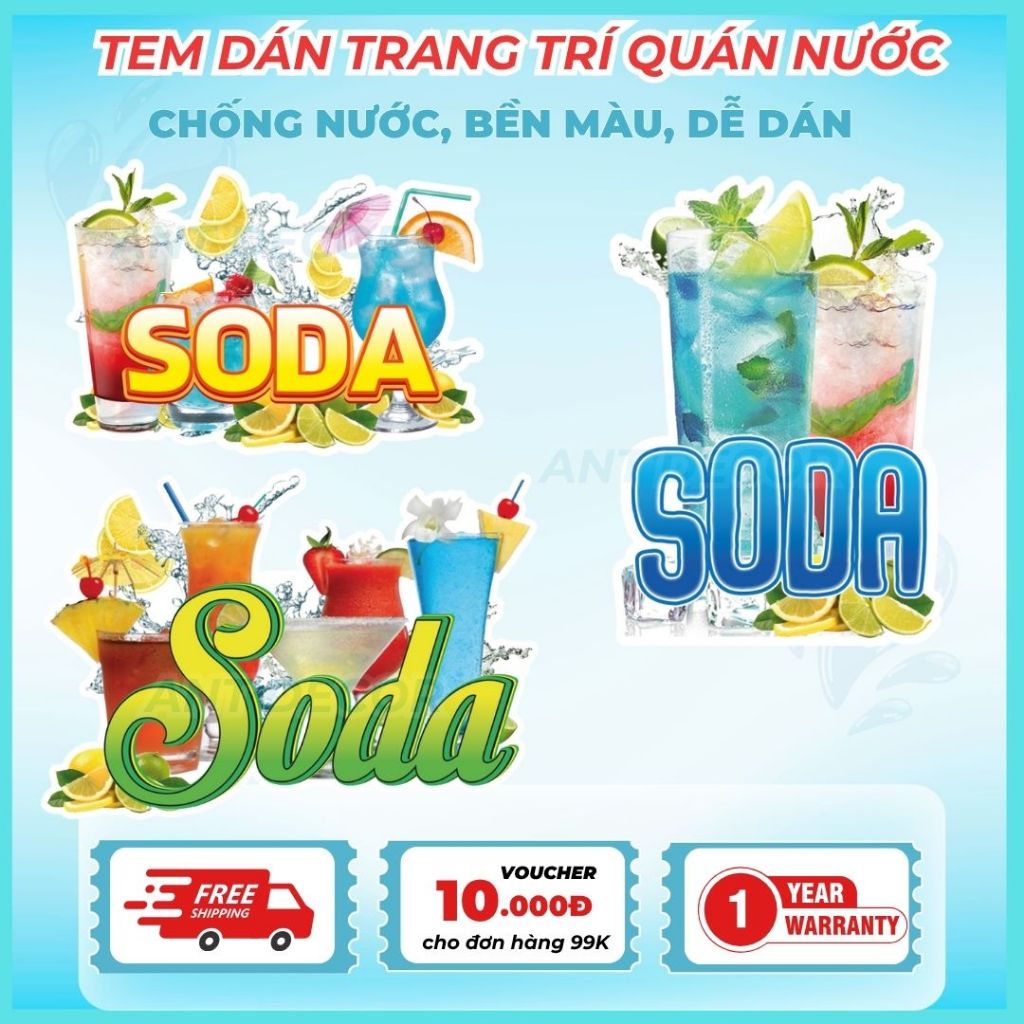 Hình dán trang trí Soda – Trang Trí Xe Nước Giải Khát – Dễ Dán, Bền Đẹp, Chống Nước