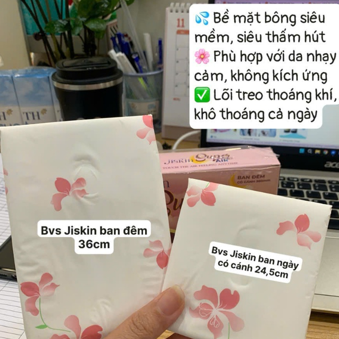 Băng vệ sinh Jiskin bạc hà siêu mỏng, Siêu thấm hút, Không hằm bí, phù hợp với làn da nhạy cảm