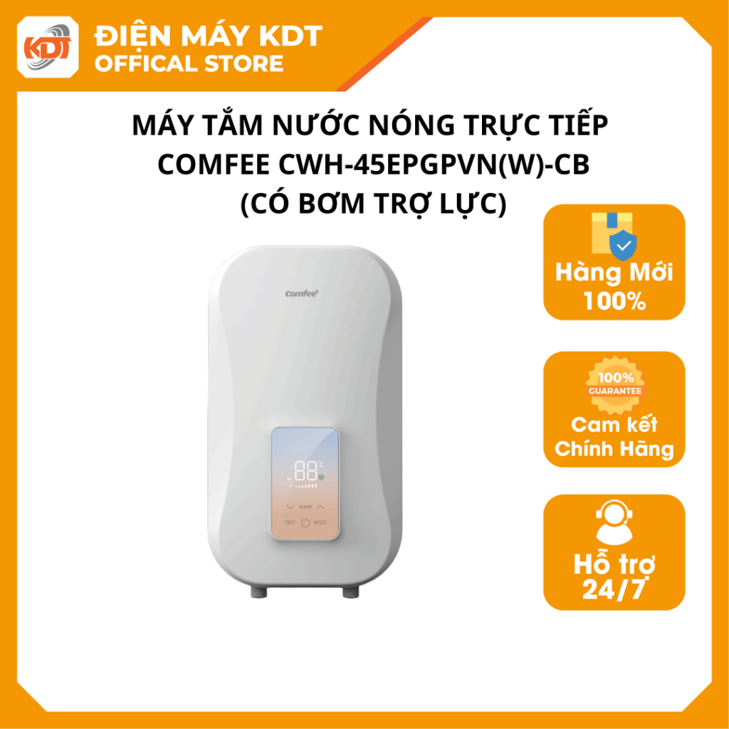 [Hỏa Tốc] Máy tắm nóng Comfee (Có Bơm) CWH-45EPGPVN(W)-CB