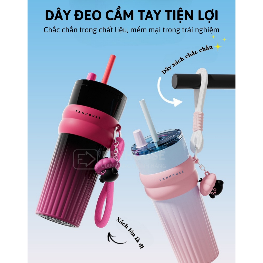 Ly giữ nhiệt khắc tên Candy Ceramic Fan House bình giữ nhiệt 12h inox 316 phủ sứ 710ml tặng charm | BigBuy360 - bigbuy360.vn