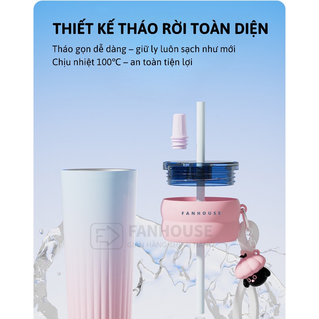 Ly giữ nhiệt khắc tên Candy Ceramic Fan House bình giữ nhiệt 12h inox 316 phủ sứ 710ml tặng charm | BigBuy360 - bigbuy360.vn