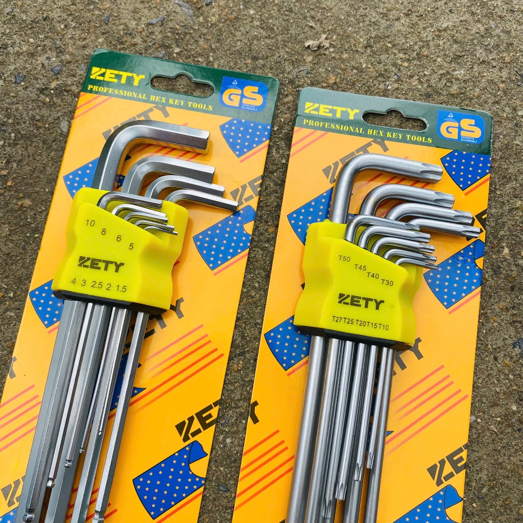 Bộ Lục Giác, Hoa Thị ZETY Thép CRV Trắng Đầu Bi 9 Cây Chữ L 1.5-10mm , Chất liệu thép CR-V6150