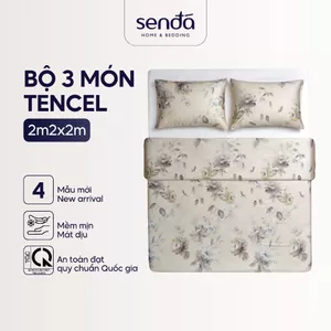 Bộ chăn gối 3 món Sen Đá Home Bedding lụa Tencel cao cấp họa tiết set 1 chăn 2 vỏ gối