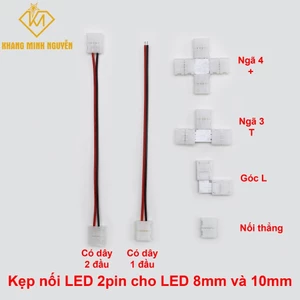 Đầu nối LED, kẹp nối LED dây 5V-12V-24V 2pin - size 8mm,10mm