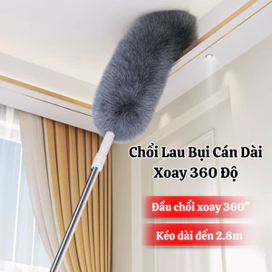 Chổi Lau Bụi Đầu Lông Xù Cán Dài Xoay 360 Độ – Cây Quét Bụi Trần Nhà, Rèm Cửa, Gầm Giường Tiện Dụng