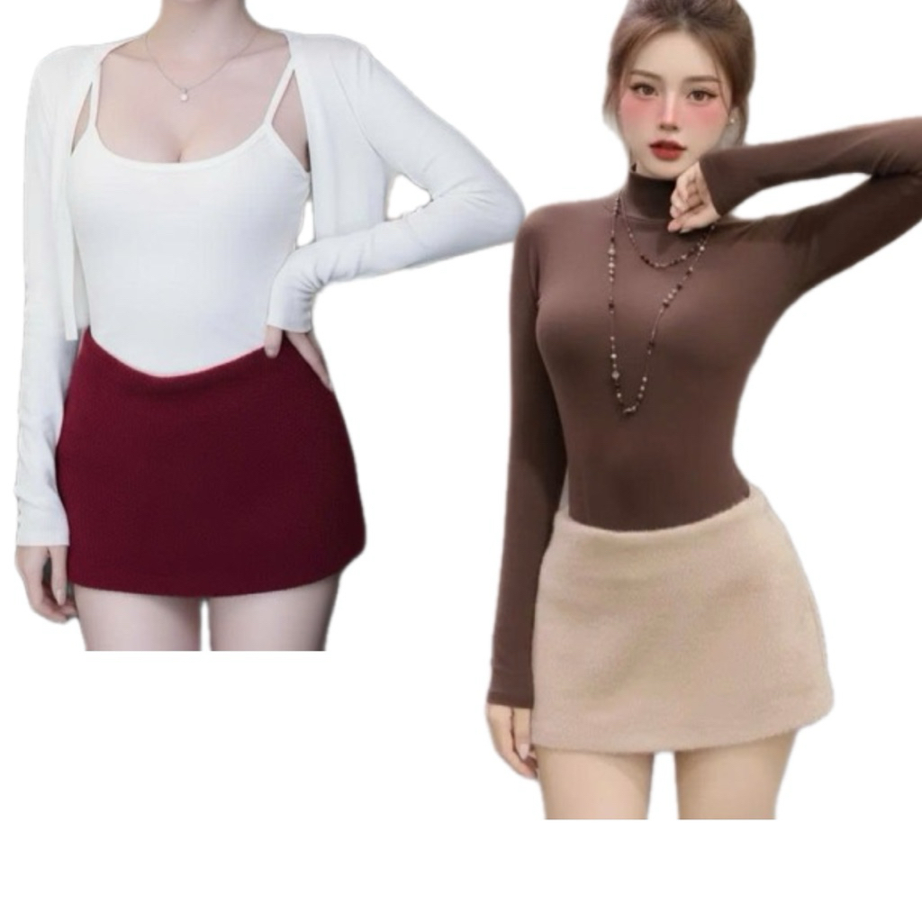 Chân váy lông form chữ A có lot quần trẻ trong sexy TN FUNNY, váy cạp trễ màu basic dễ phối tôn dáng | BigBuy360 - bigbuy360.vn