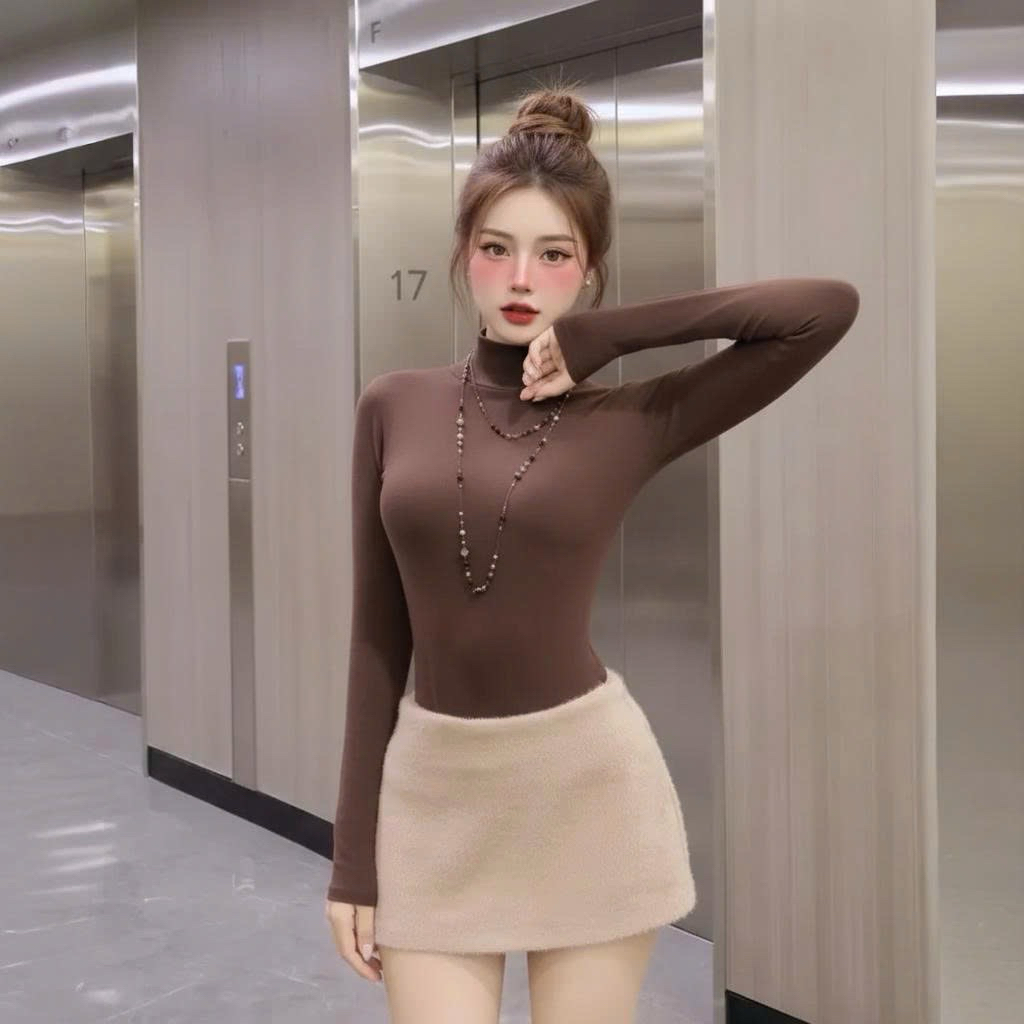 Chân váy lông form chữ A có lot quần trẻ trong sexy TN FUNNY, váy cạp trễ màu basic dễ phối tôn dáng | BigBuy360 - bigbuy360.vn