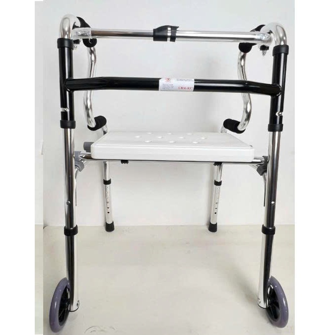 KHUNG TẬP ĐI CHO NGƯỜI GIÀ (KHUNG NHÔM) GBM-037.KHUNG TẬP ĐI CÓ GHẾ NGỒI GBM-037 – GIÚP VIỆC TẬP ĐI DỄ DÀNG HƠN