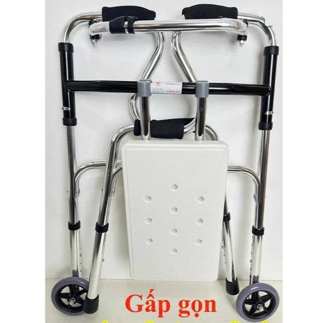 KHUNG TẬP ĐI CHO NGƯỜI GIÀ (KHUNG NHÔM) GBM-037.KHUNG TẬP ĐI CÓ GHẾ NGỒI GBM-037 – GIÚP VIỆC TẬP ĐI DỄ DÀNG HƠN
