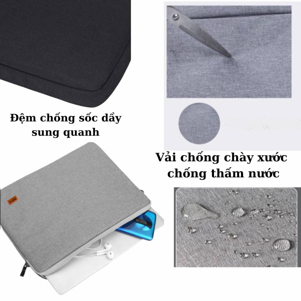 [Peinn] Túi chống sốc đựng laptop đệm dầy chống sốc chống chầy xước bảo vệ laptop