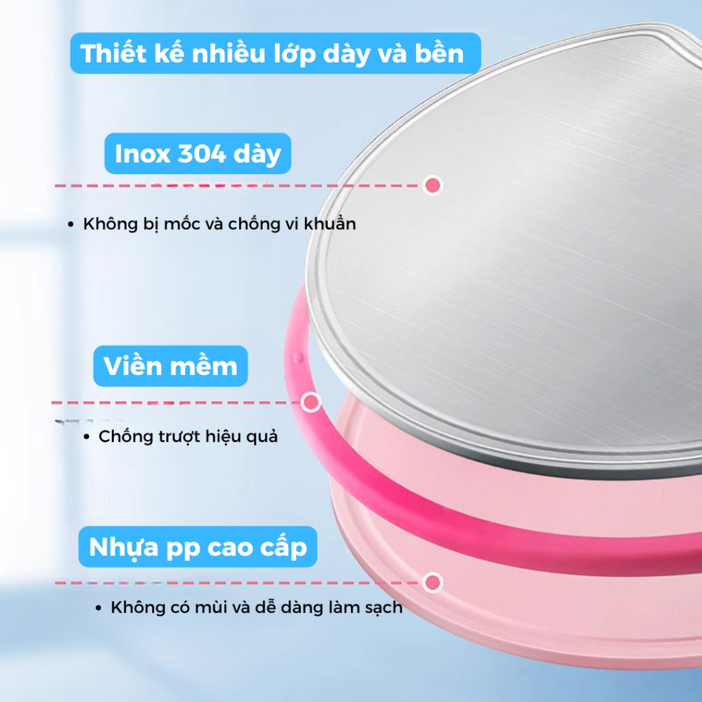 Thớt Kháng Khuẩn 2 Mặt Nhựa PP Và Inox 304 Hình Tròn Đường Kính 32Cm-36Cm Bền Đẹp Dễ Vệ Sinh - Homie House