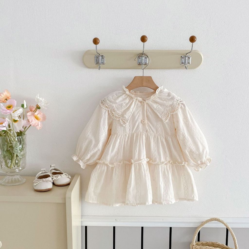 Váy Công Chúa Cho Bé Gái HANIA KIDS Nhẹ Nhàng Dáng Xòe Dài Tay Cách Điệu Dễ Thương Chất Liệu Mềm Mại