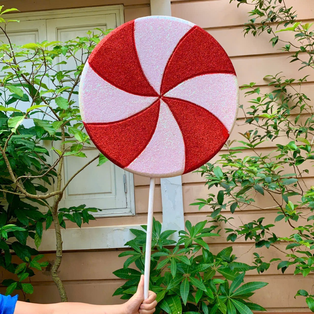 CỠ LỚN 50CM - 20CM KẸO MÚT TRÒN LOLIPOP ĐÍNH KIM TUYẾN KHỔNG LỔ - PHỤ KIỆN TRANG TRÍ NOEL - HÀNG CAO CẤP