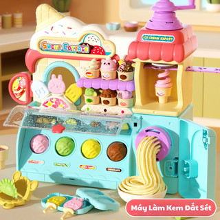 Đồ Chơi Máy Làm Kem Đất Nặn DIY 12-36 Màu Chất Liệu Tự Nhiên An Toàn, Sẵn Khuôn Và Dụng Cụ Tạo Hình Cho Bé Sáng Tạo