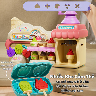 Đồ Chơi Máy Làm Kem Đất Nặn DIY 12-36 Màu Chất Liệu Tự Nhiên An Toàn, Sẵn Khuôn Và Dụng Cụ Tạo Hình Cho Bé Sáng Tạo