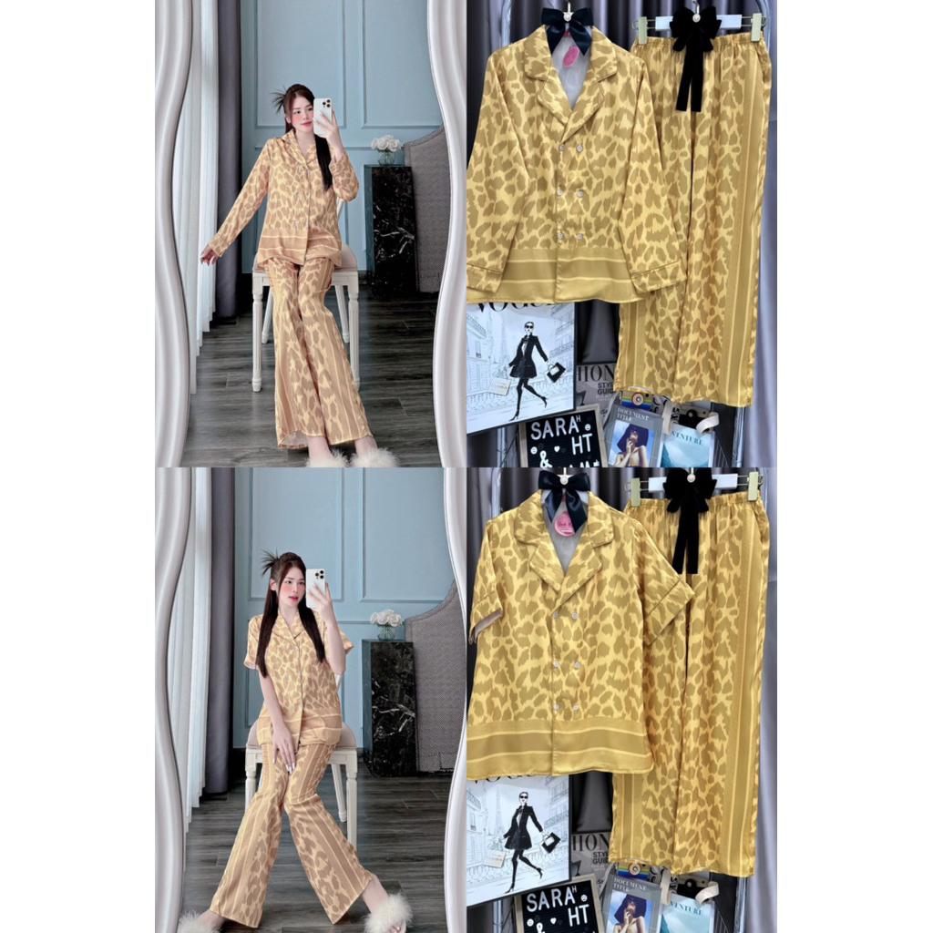40-60k Bộ beo vàng Phom vest 2 hàng nút lụa Xước mát