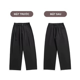 Quần âu nam ống rộng, quần tây nam cạp chun sau kèm đai vải tuyết mưa phong cách Hàn Quốc 6510
