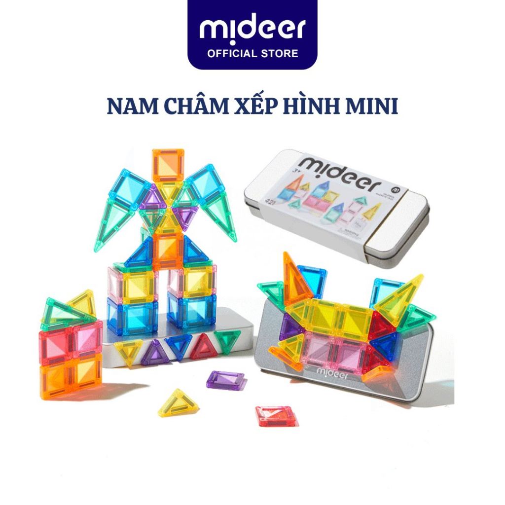 Đồ chơi nam châm xếp hình mini Mideer lắp ráp mô hình Colorful Magnetic Tiles