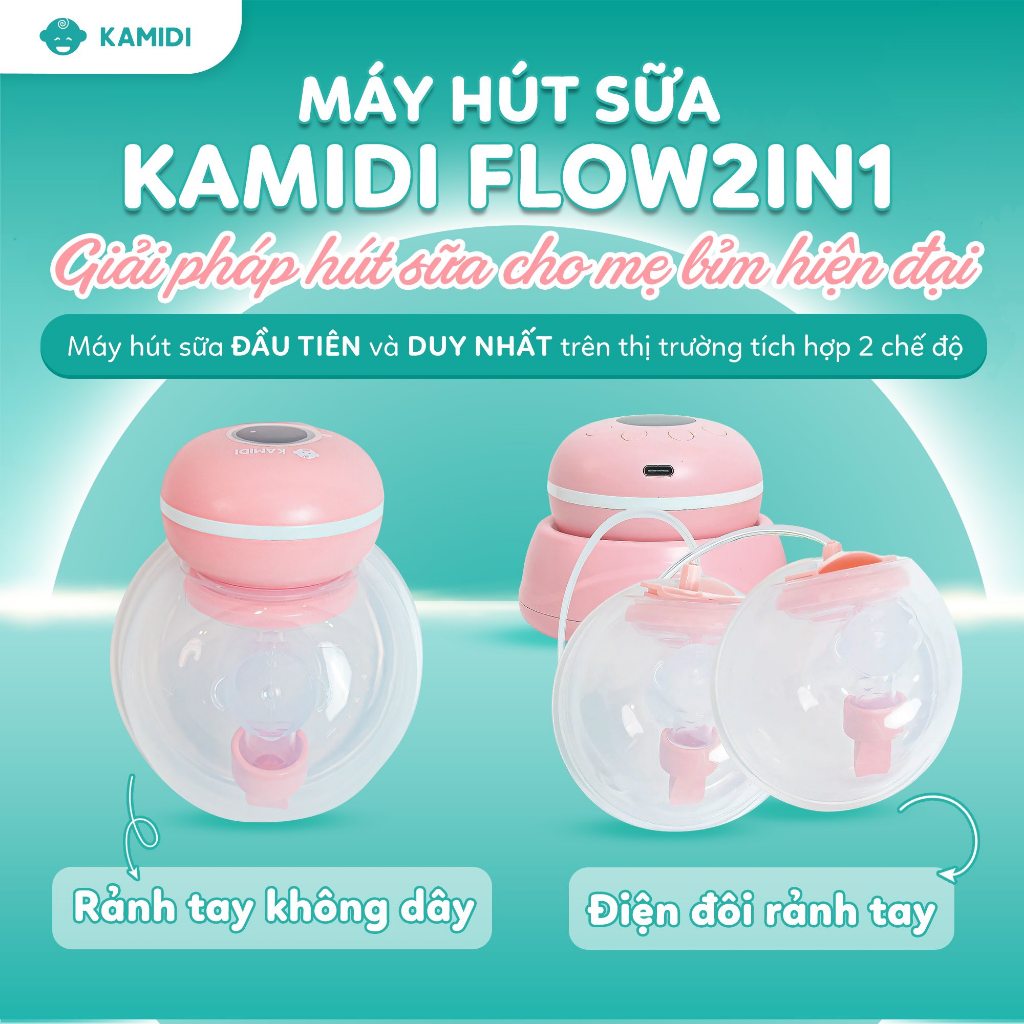 Máy Hút Sữa Điện Đôi Rảnh Tay Kamidi Flow 2IN1 Tích Hợp 2 Chế Độ Điện Đôi Có Dây Và Rảnh Tay