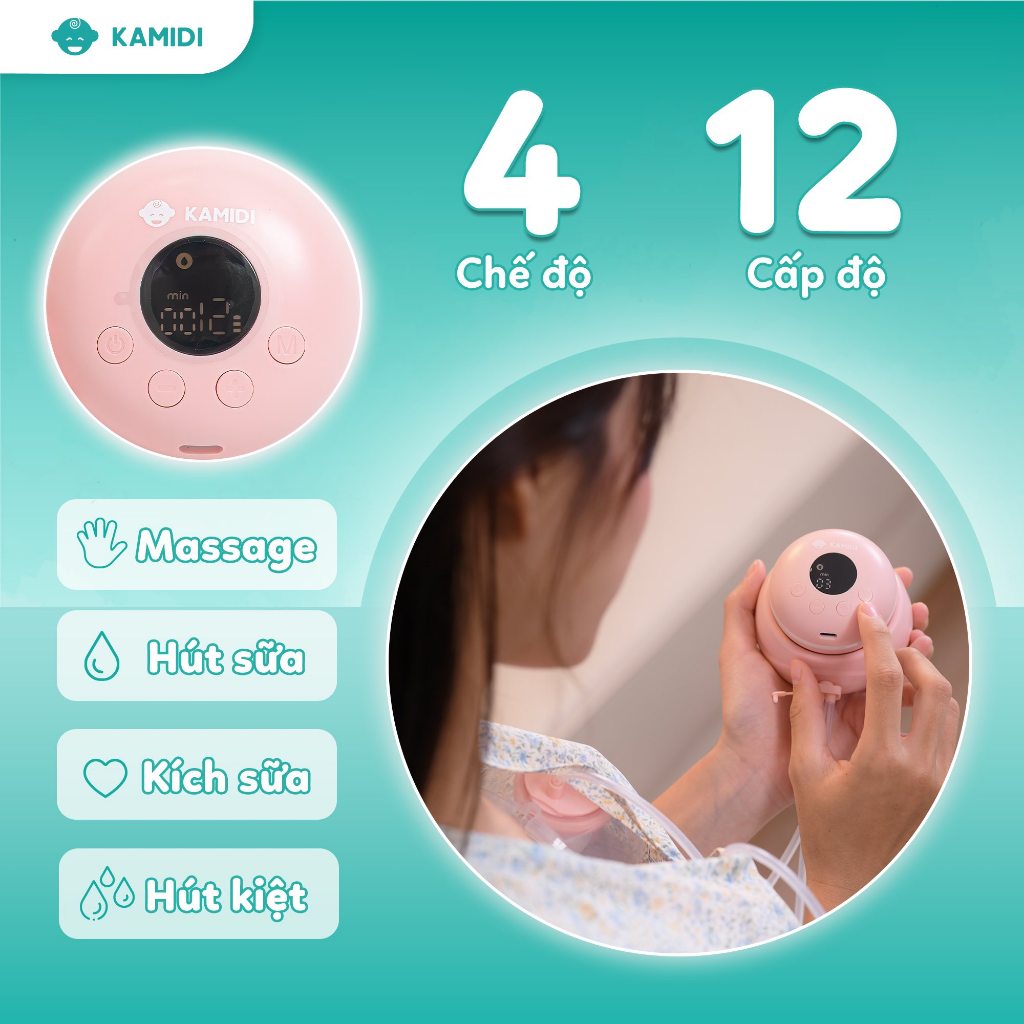 Máy Hút Sữa Điện Đôi Rảnh Tay Kamidi Flow 2IN1 Tích Hợp 2 Chế Độ Điện Đôi Có Dây Và Rảnh Tay