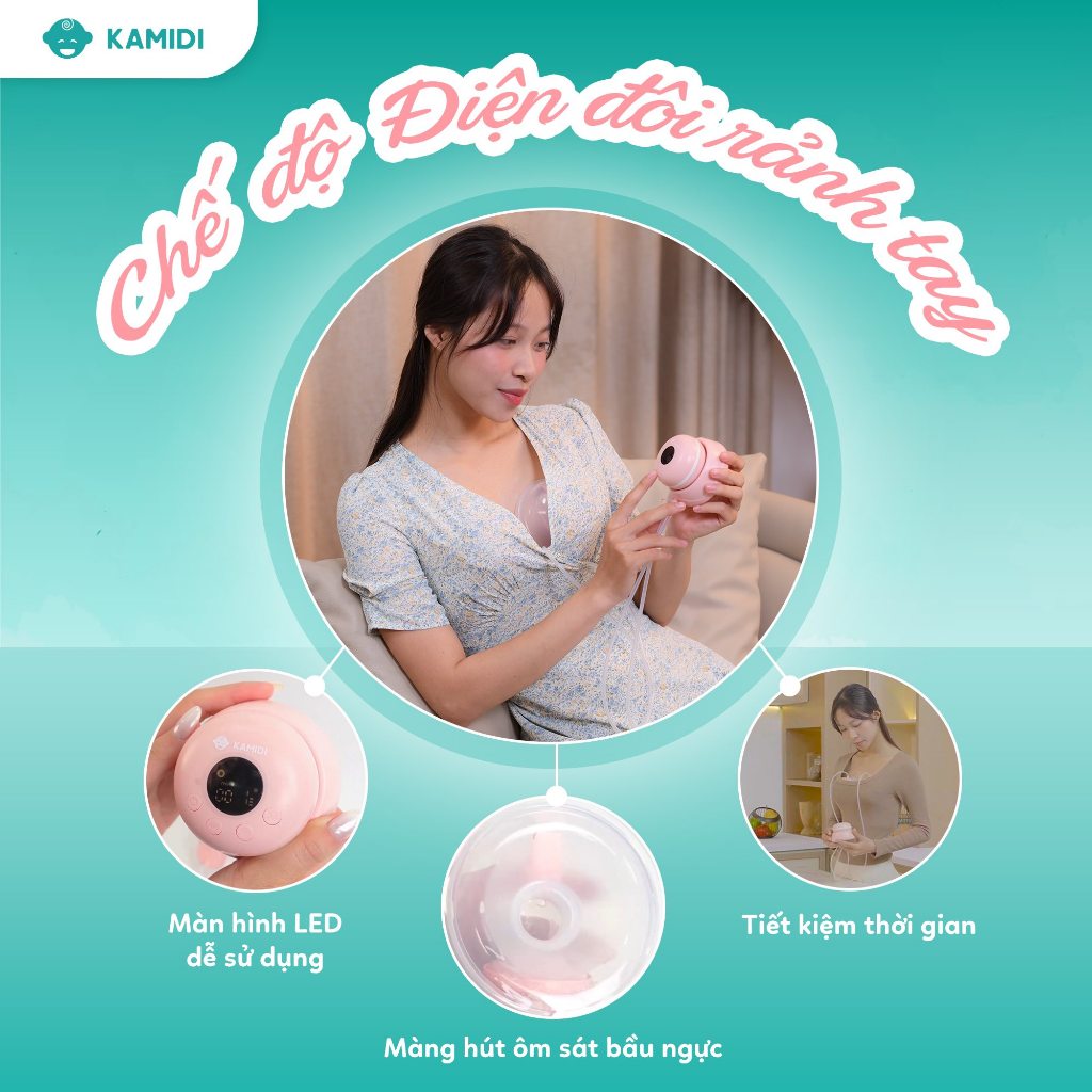 Máy Hút Sữa Điện Đôi Rảnh Tay Kamidi Flow 2IN1 Tích Hợp 2 Chế Độ Điện Đôi Có Dây Và Rảnh Tay