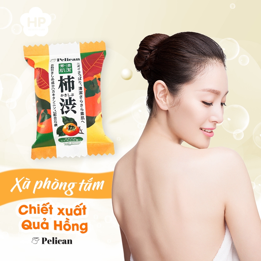 Xà Phòng Tắm Khử Mùi Cơ Thể  Chiết Xuất Quả Hồng Pelican Family Soap Fruit-Derived Polyphenol (80g)