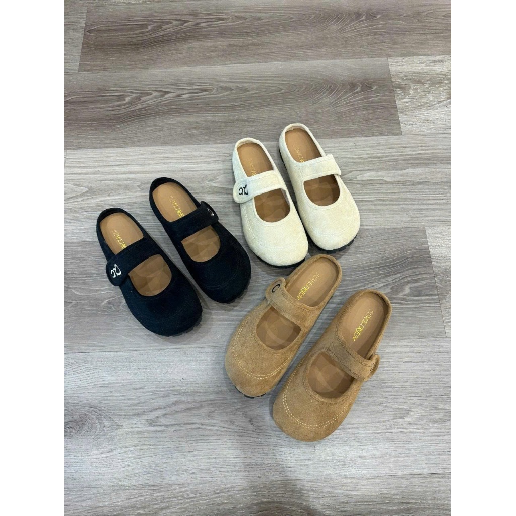 Sục Nữ Da Lộn, Giày Sục Quai Ngang Thêu Chữ Hở Gót (CÓ HỖ TRỢ ĐỔI SIZE) || Mã N47