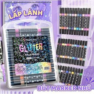 Bút Lông Màu Nhũ Kim Tuyến- Bút Màu Glitter Lấp Lánh, Viết Vẽ Trang Trí Sổ Tay, Nét Mềm Mại, An Toàn