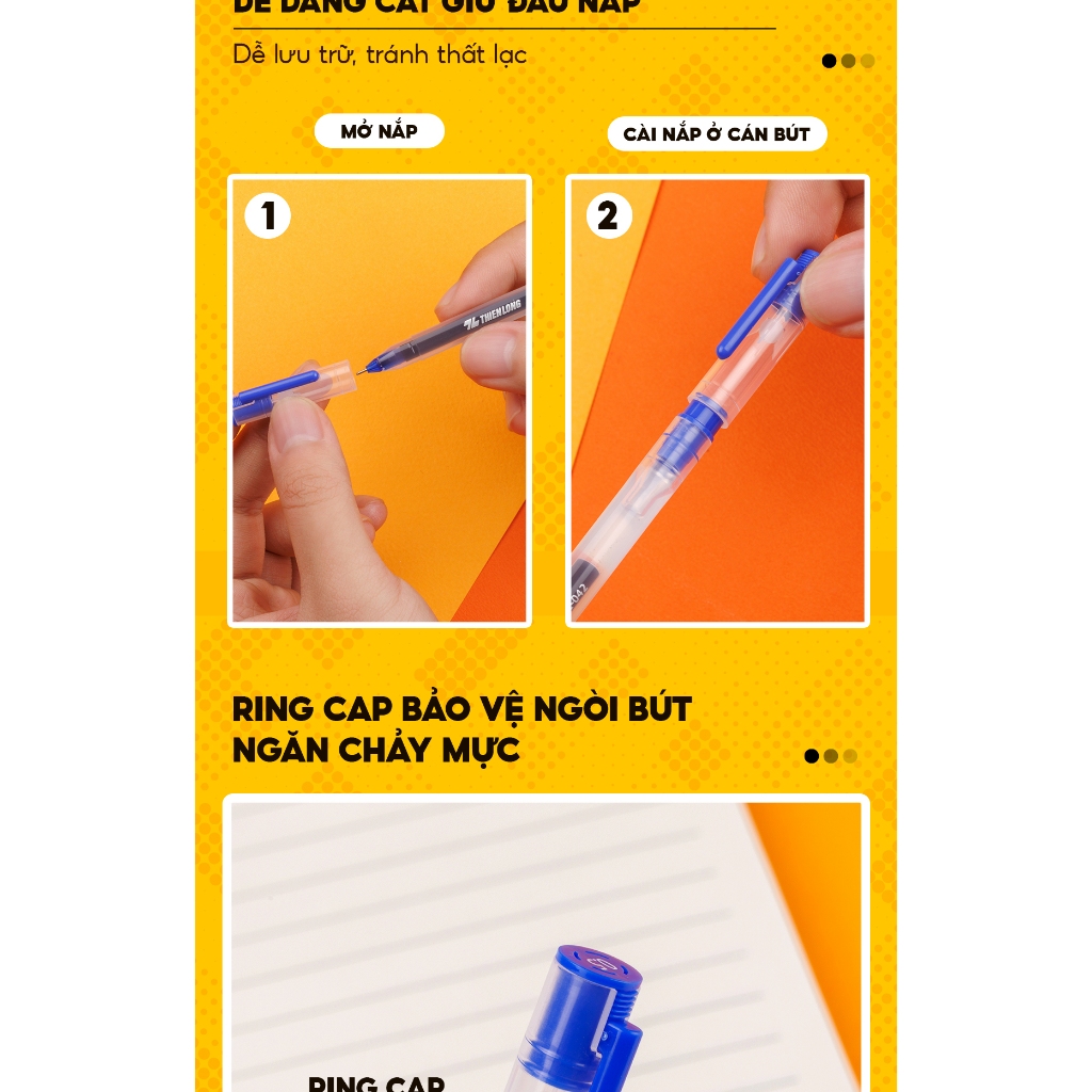 Bút bi nước Thiên Long mực khô nhanh, nét viết êm ngòi 0.5mm phù hợp cho học sinh,sinh viên GEL-042