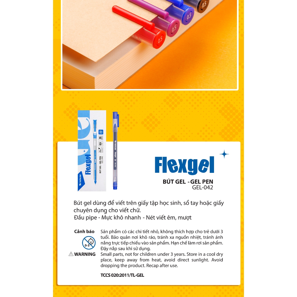 Bút bi nước Thiên Long mực khô nhanh, nét viết êm ngòi 0.5mm phù hợp cho học sinh,sinh viên GEL-042