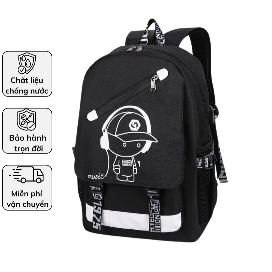 [Peinn] BALO UNISEX BoyMusic Và OnePiece THỜI TRANG. Balo Vải 3 Lớp Dày Chống Thấm Nước Mintas 300.