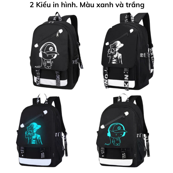 [Peinn] BALO UNISEX BoyMusic Và OnePiece THỜI TRANG. Balo Vải 3 Lớp Dày Chống Thấm Nước Mintas 300.