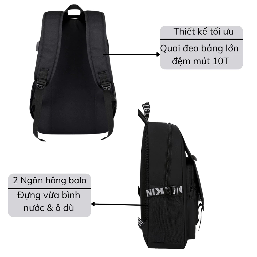 [Peinn] BALO UNISEX BoyMusic Và OnePiece THỜI TRANG. Balo Vải 3 Lớp Dày Chống Thấm Nước Mintas 300.