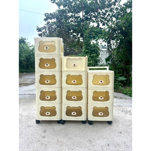 Tủ gấu đa năng cho bé có bánh xe, nhiều ngăn kéo tiện lợi, thiết kế thông minh.