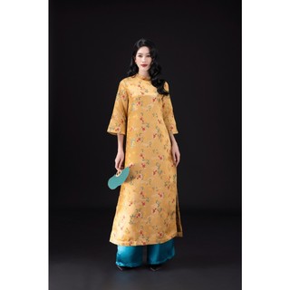SWANLAKE | Áo Dài Tết Cách Tân Nữ Nguyệt Gấm Cao Cấp Cổ Trụ Tay Lỡ Dáng Suông Truyền Thống L13080