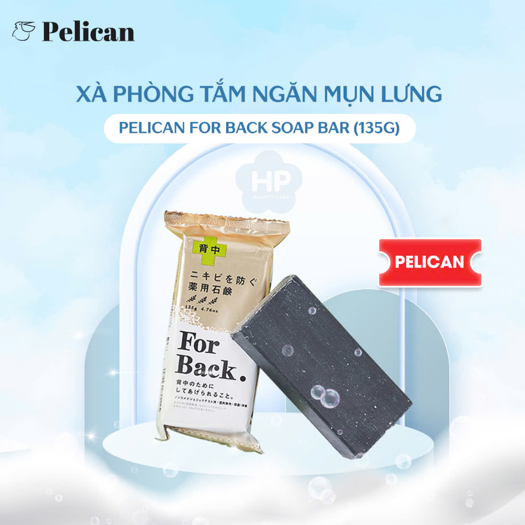 Xà Phòng Tắm Ngăn Mụn Lưng Chiết Xuất Từ Than Tre Pelican For Back Soap Bar Mẫu Mới (135g)