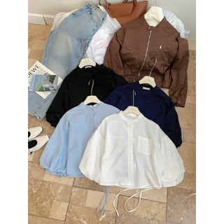Áo Sơ Mi Tay Phồng Nữ Form Rộng Dáng Ngắn CakeCat Chất Cotton Mềm Mịn Phong Cách Hàn Quốc