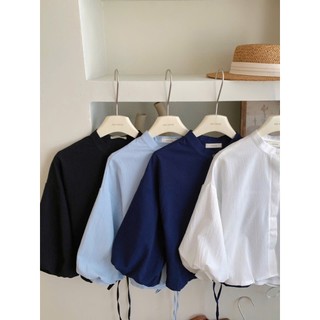 Áo Sơ Mi Tay Phồng Nữ Form Rộng Dáng Ngắn CakeCat Chất Cotton Mềm Mịn Phong Cách Hàn Quốc