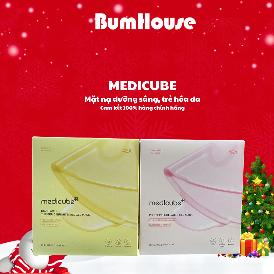 Hộp Mặt Nạ Thạch Sáng Da Medicube Kojic Acid Turmeric Brightening/PDRN Pink Collagen Gel Mask 28gx4