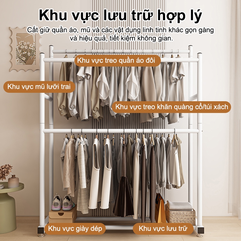 𝐎𝐥𝐢𝐟𝐞Kệ Treo Quần Ao 2 Tầng Móc Treo Quần Áo Đa Năng Khả Năng Chịu Tải Mạnh Mẽ Giá Treo Quần Áo Ổn Định Và Bền Bỉ