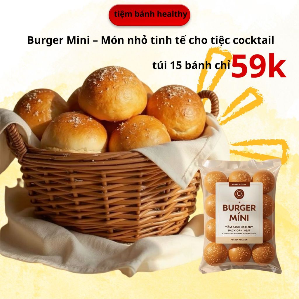 Bánh Hamburger Mini Healthy | Bánh mì mini mềm dai | Bánh ăn kiêng giảm ...
