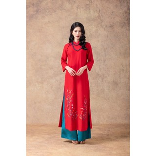 SWANLAKE | Áo Dài Tết Cách Tân Nữ Thanh Hoa Phom Suông Chất Vải Linen Thêu Đính Nút L13090