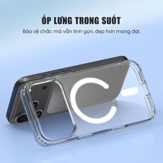 Ốp Lưng Trong Suốt Popkon Cho iPhone 17 Pro Max Vòng Từ Tính Sạc Không Dây