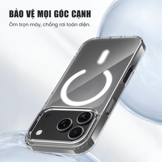Ốp Lưng Trong Suốt Popkon Cho iPhone 17 Pro Max Vòng Từ Tính Sạc Không Dây