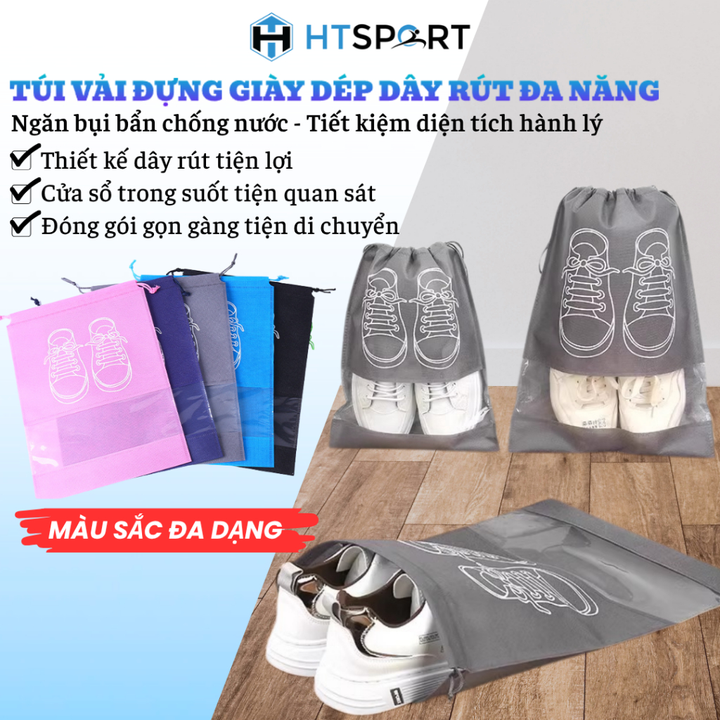 Túi Rút Đựng Giày Họa Tiết, Túi Vải Không Dệt Có Dây Rút Đóng Kín Chống Bụi Khi Đi Du Lịch