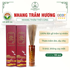 Hộp 100 thanh trầm hương cao cấp Tân Nguyên, trầm hương nguyên chất tự nhiên, thư giãn