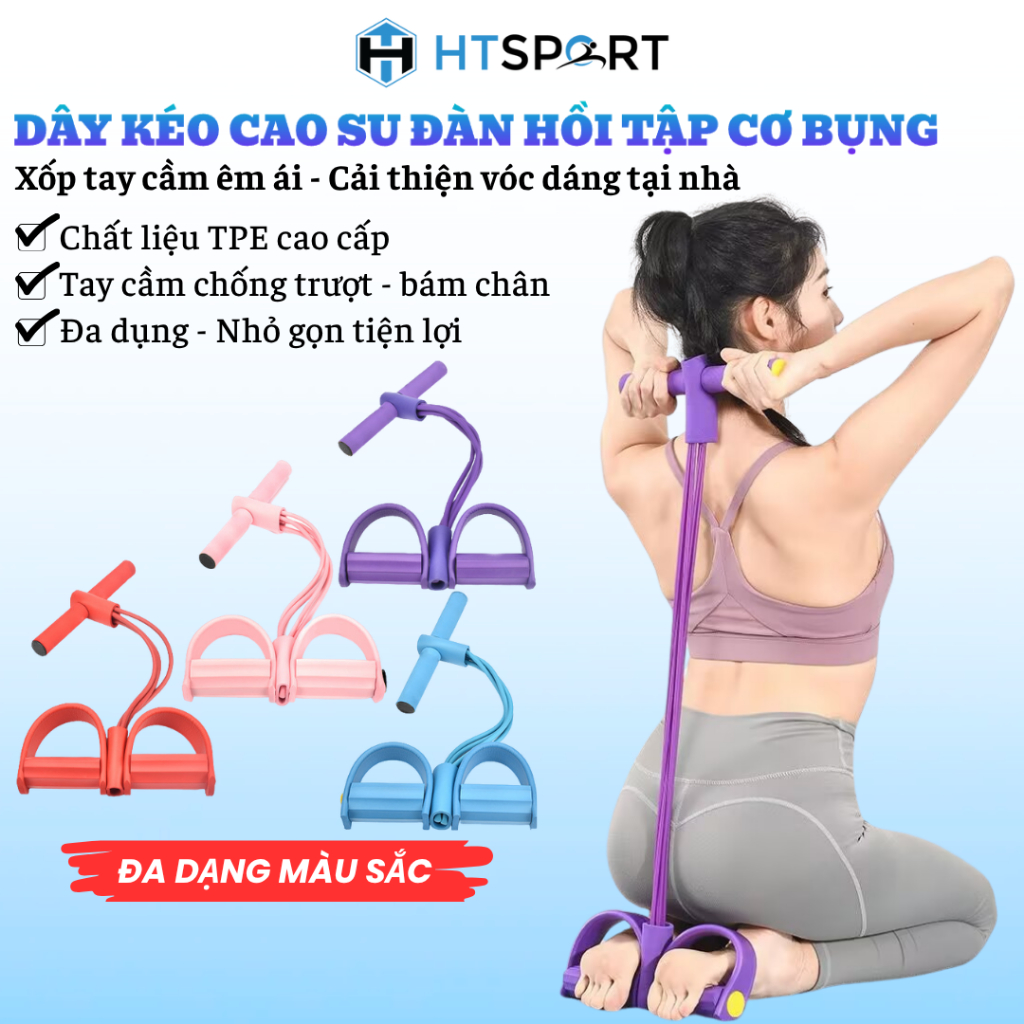 Dây Kéo Đàn Hồi, Dây Keo Tập Bụng 4 Ống Cao Su Chắc Chắn Tập Cơ Bụng Tay Chân Gym Thể Dục Tại Nhà